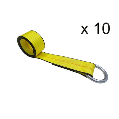 Tie 4 Safe 2" x 10' Lasso Strap w/ O Ring WLL, 3,333 lb, PK10 TWS21-510-W9-Y-10